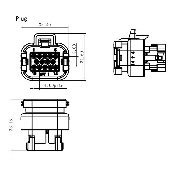 GE Series-14-core three-row signal connector