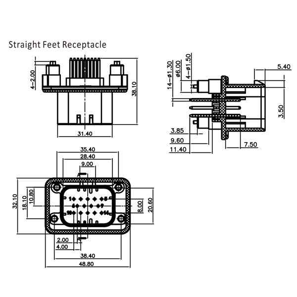 GE Series-14-core three-row signal connector
