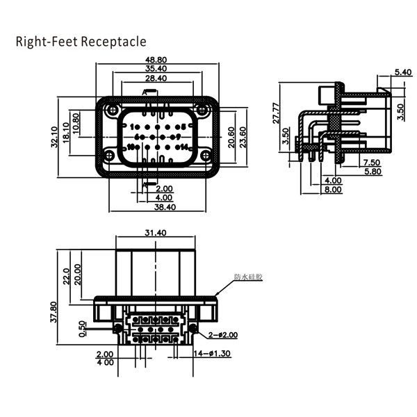 GE Series-14-core three-row signal connector