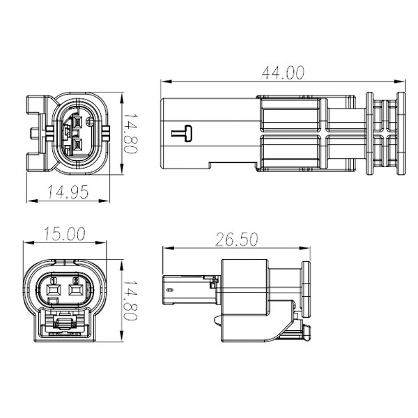 GE Series-2-core cylinder connector