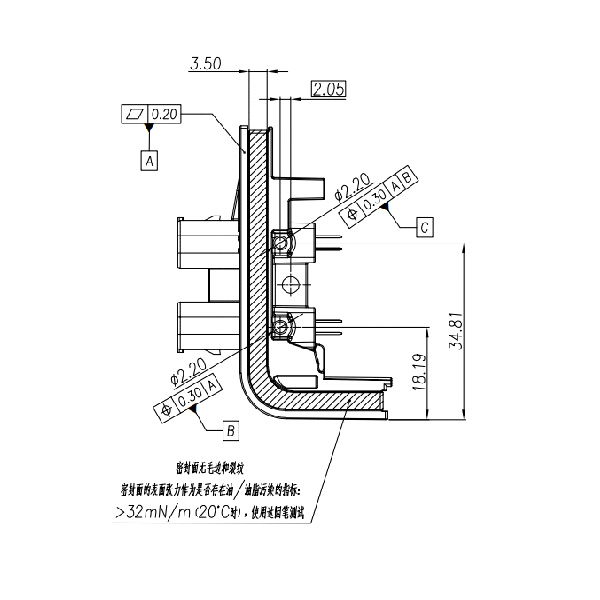 GE Series-20PIN Right Angle Connector Socket