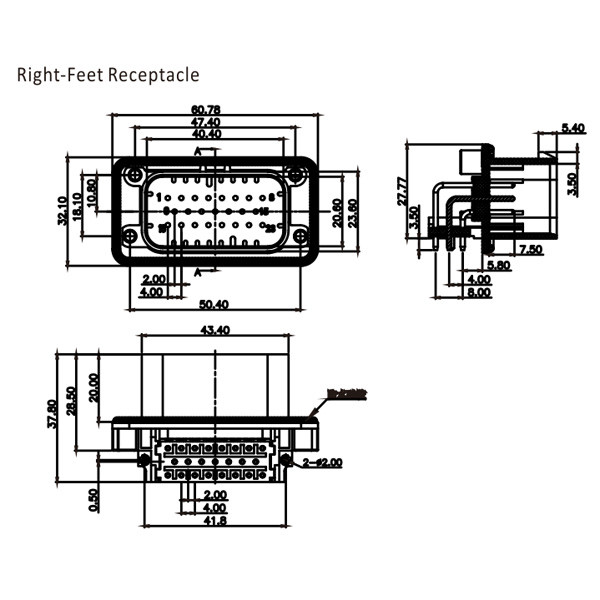 GE Series-23-core three-row signal connector