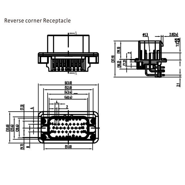 GE Series-23-core three-row signal connector