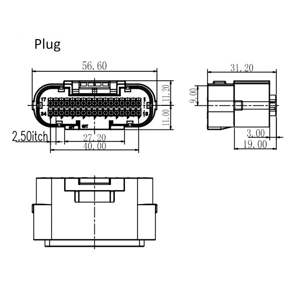 GE Series-34/40-core double-row signal connector