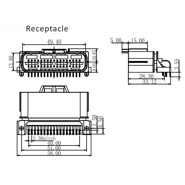 GE Series-34/40-core double-row signal connector