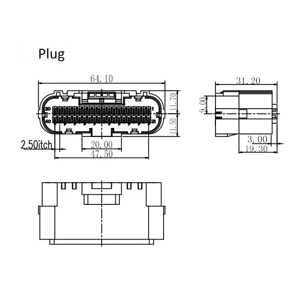 GE Series-34/40-core double-row signal connector