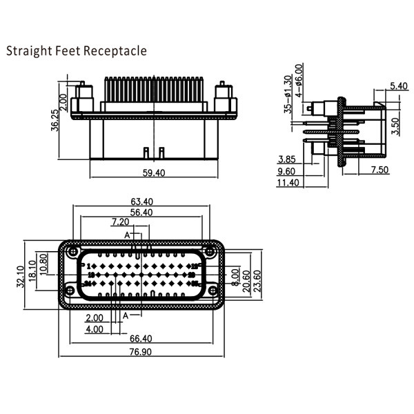 GE Series-35-core three-row signal connector