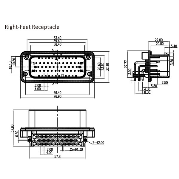 GE Series-35-core three-row signal connector