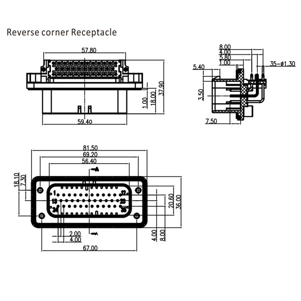 GE Series-35-core three-row signal connector