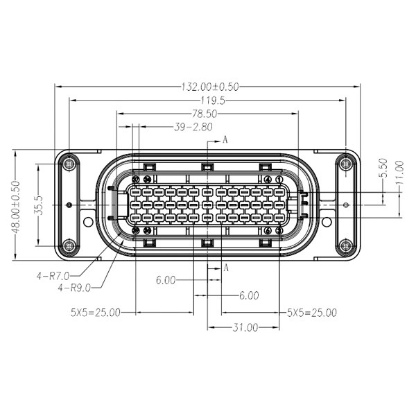 GE Series-39-core rectangular connector-socket