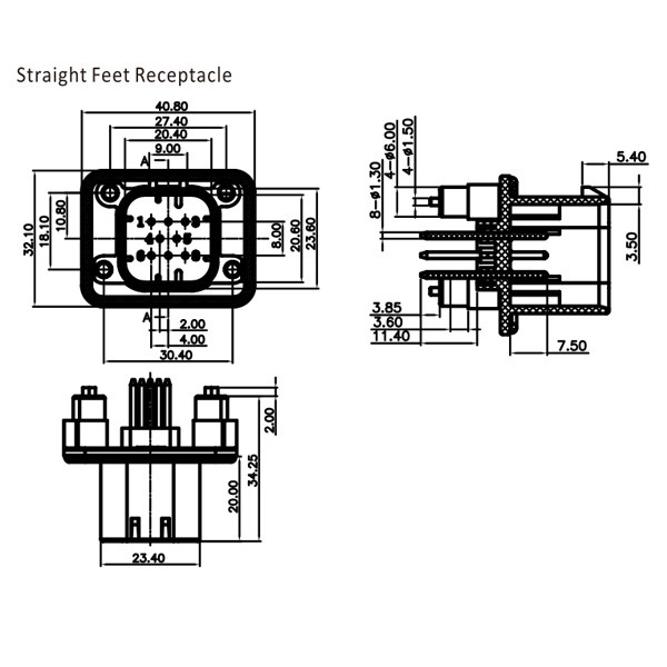 GE Series-8-core three-row signal connector