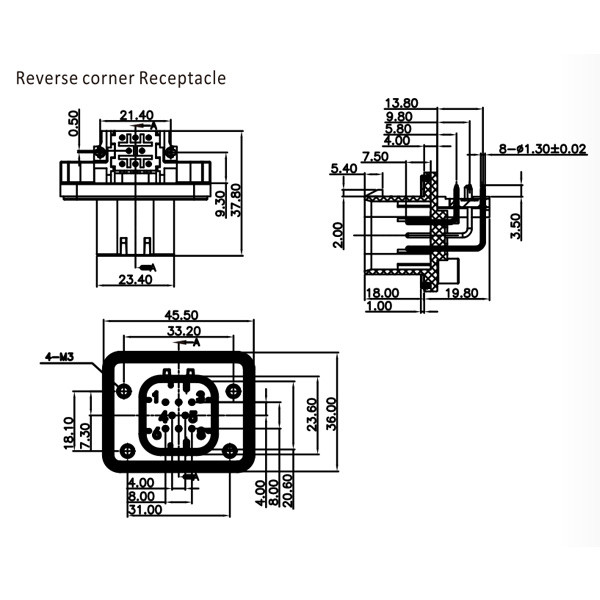 GE Series-8-core three-row signal connector