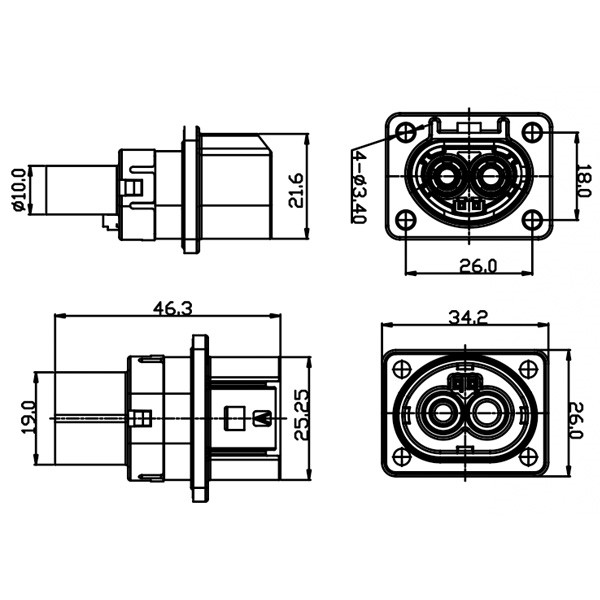 GM Series-3.6mm-2-core Metal Connector
