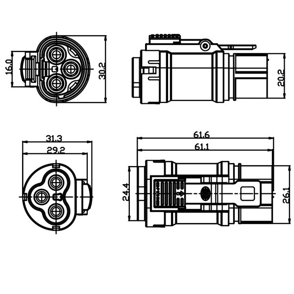 GM Series-3.6mm-3-core Metal Connector