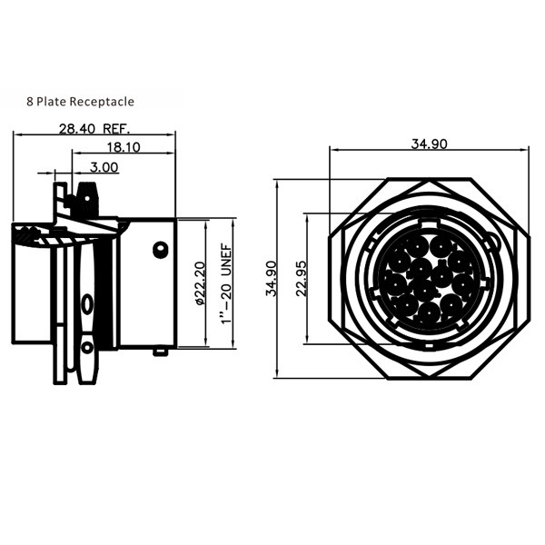 GR Series-12-core 14# circular signal connector