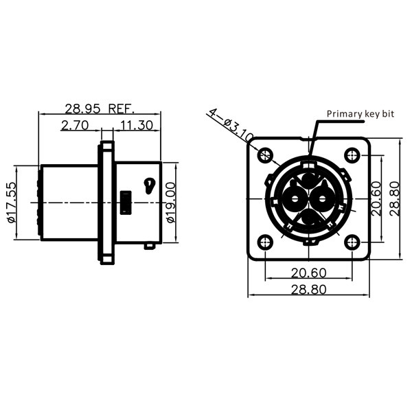 GR Series-2-core 12# circular signal connector