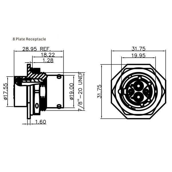 GR Series-2-core 12# circular signal connector