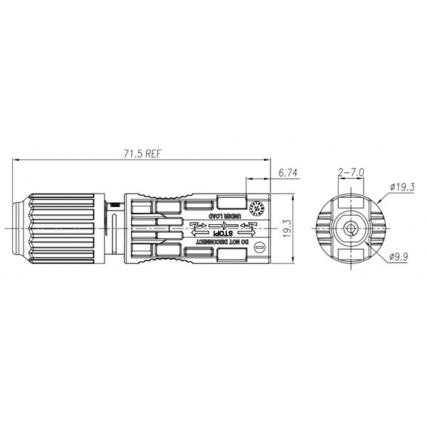 Photovoltaic connector - Wire end socket