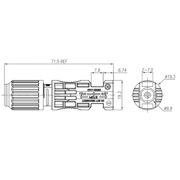 Photovoltaic connector - Wire end socket