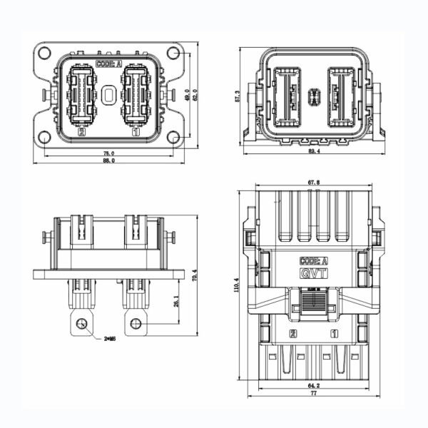 Signal connector-waterproof, double row, 18/26 core